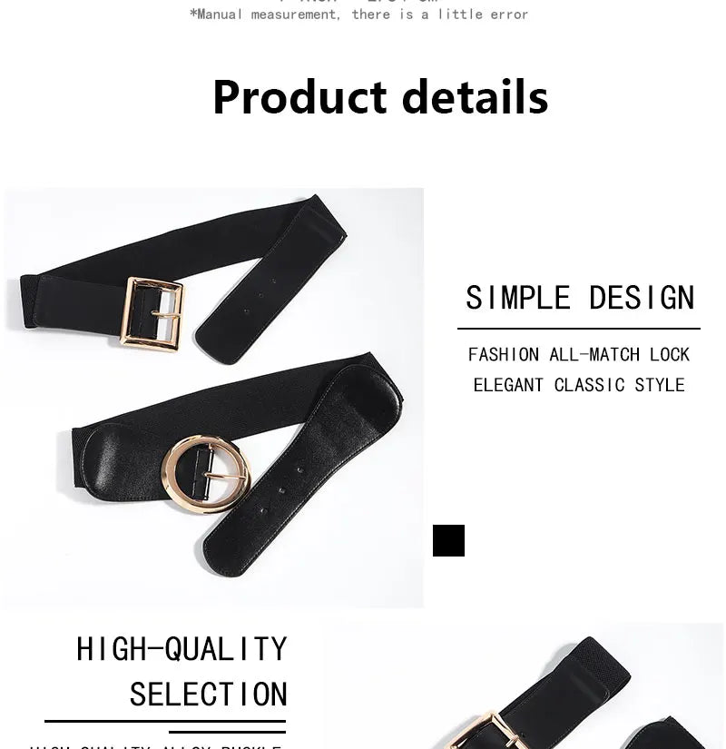 Simple Metal Pin Buckle Elastic Waist Belt