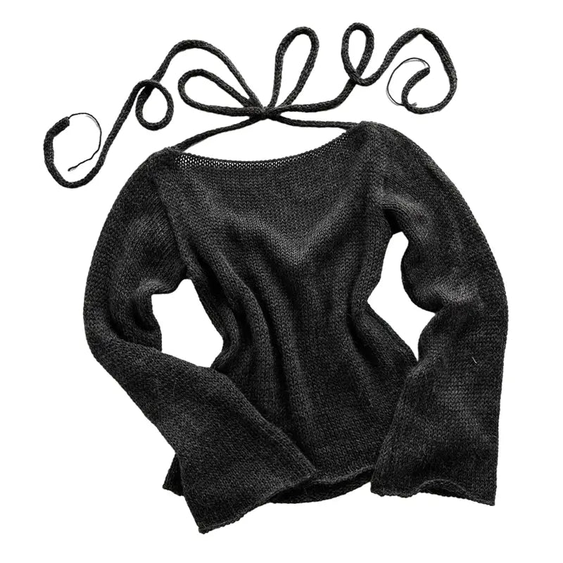 Off Shoulder Long Sleeve Pullover Knitted Top