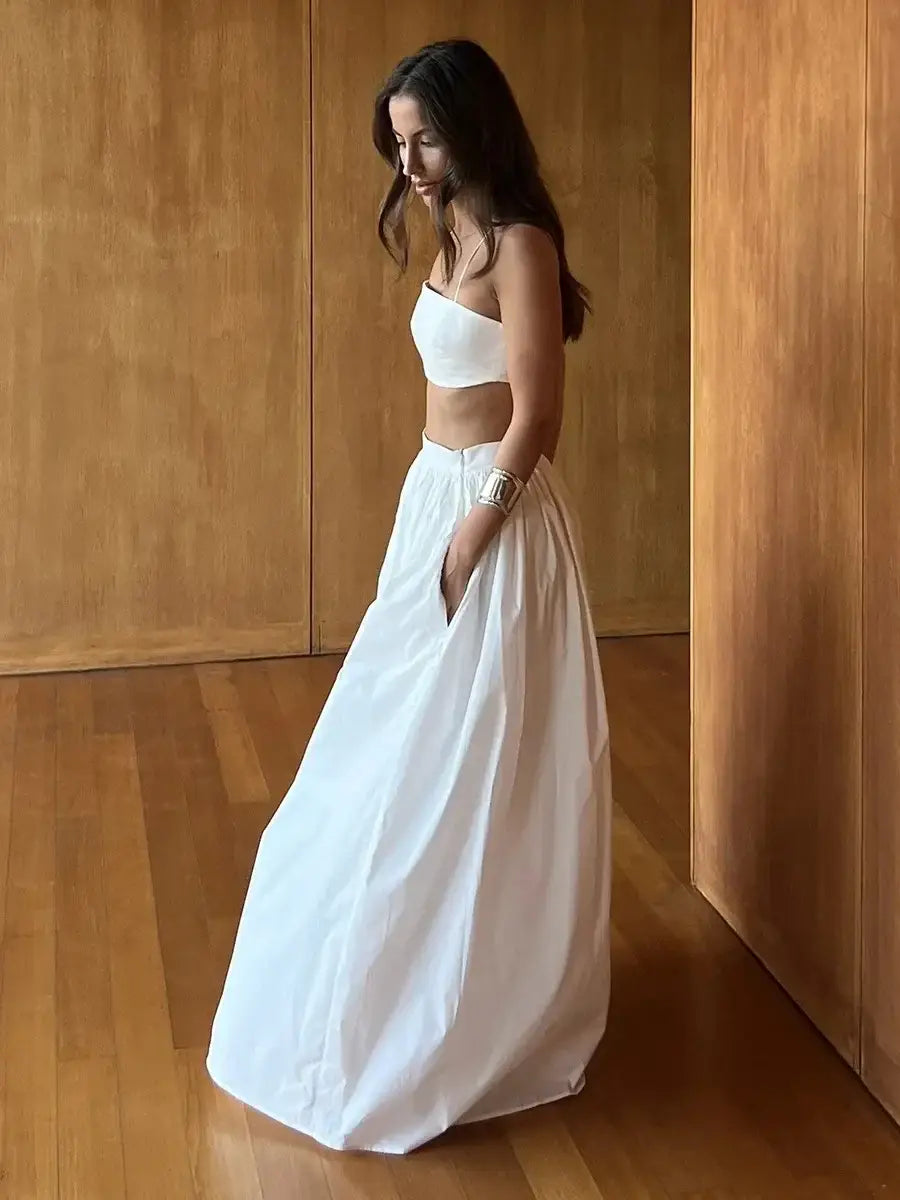 100% Cotton Suspender Underwear Half Long Skirt Set