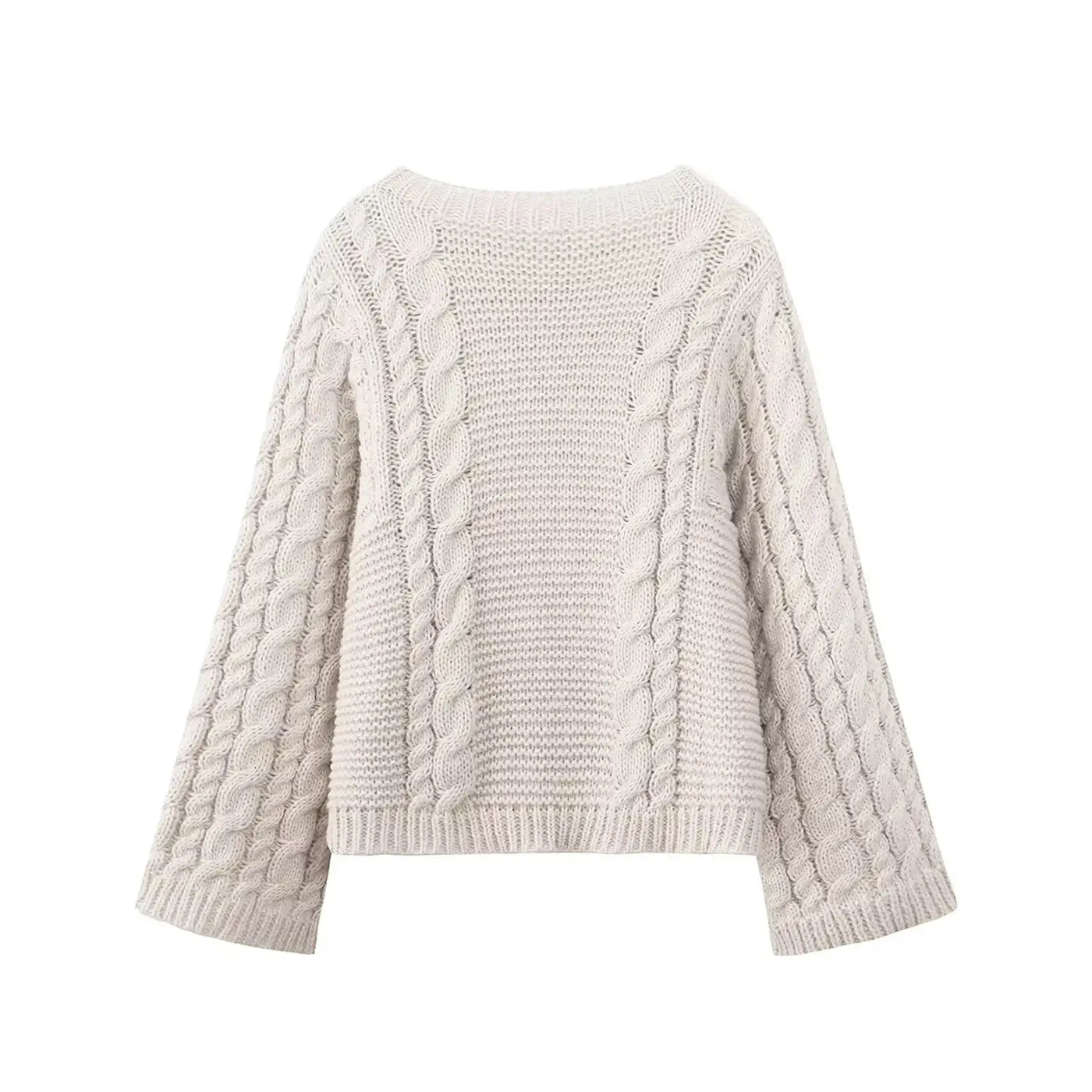 Cable-Knit Pullover Long-Sleeve Sweater