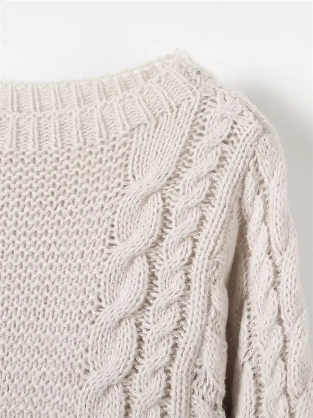 Cable-Knit Pullover Long-Sleeve Sweater