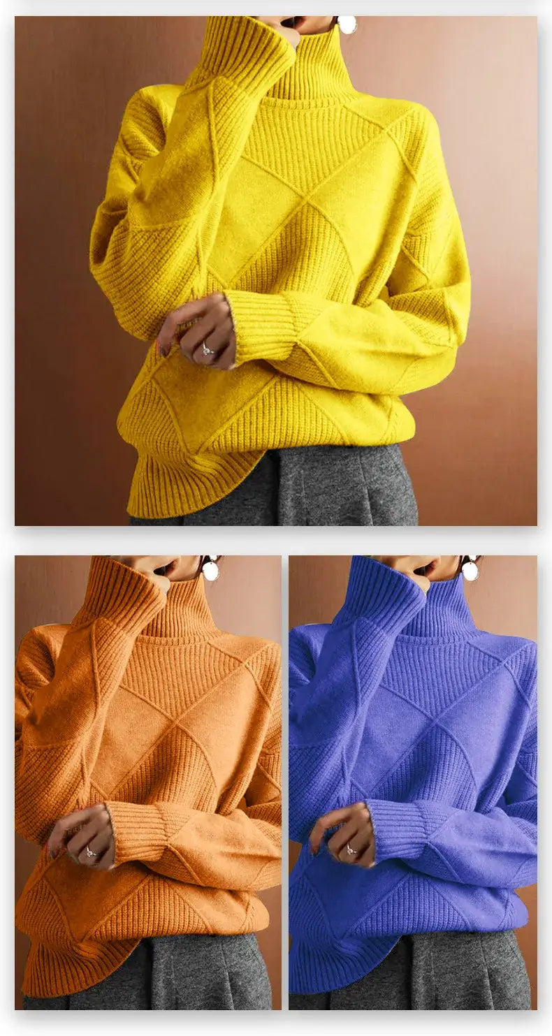Women’s Solid Color Loose Pullover Knitted Sweater