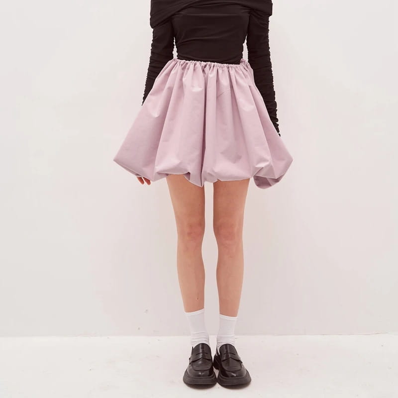 Vintage Loose Fitting Elastic Waist Short Skirt