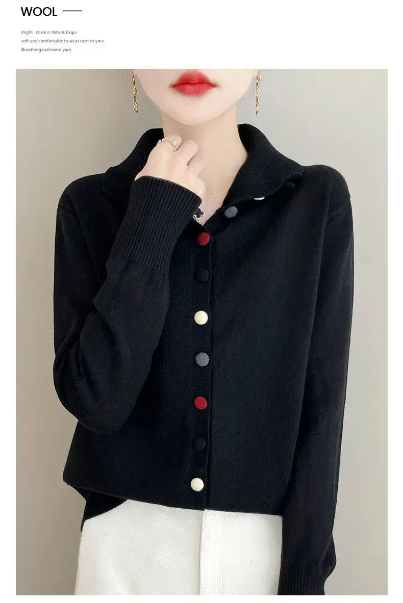 High Neck Knitted Sweater Cardigan Women’s