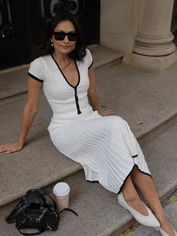 Knit Set Breathable Women Two Pcs Sets