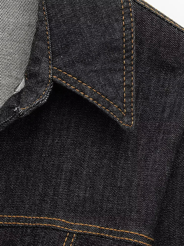 Chic Women's Vintage Denim Set Single Breasted Lapel Jacket - Norellé