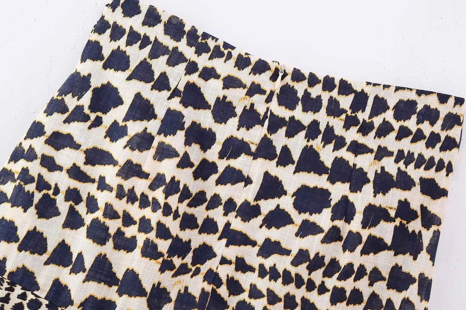 Women Vintage Geometric Print Knotted Mini Skirt