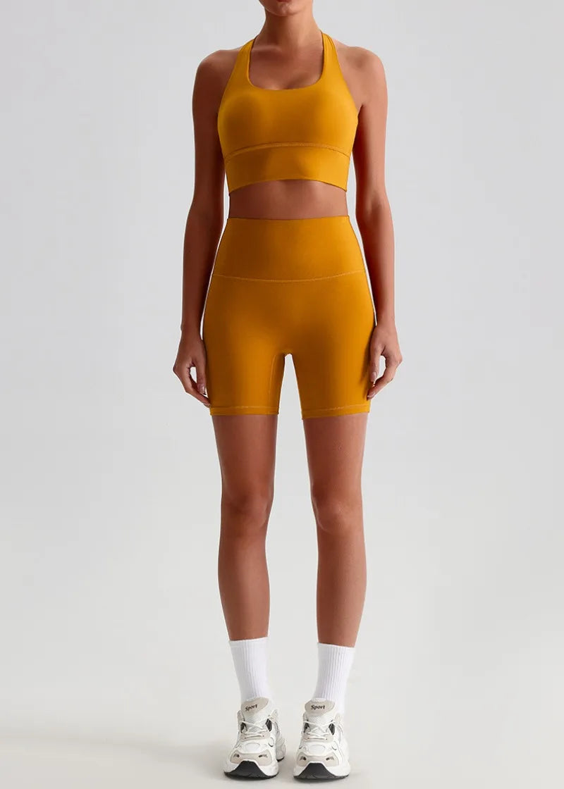 Women’s Seamless Yoga Set - Quick-Dry Naked Feel Backless Bra Booty-Lifting Shorts