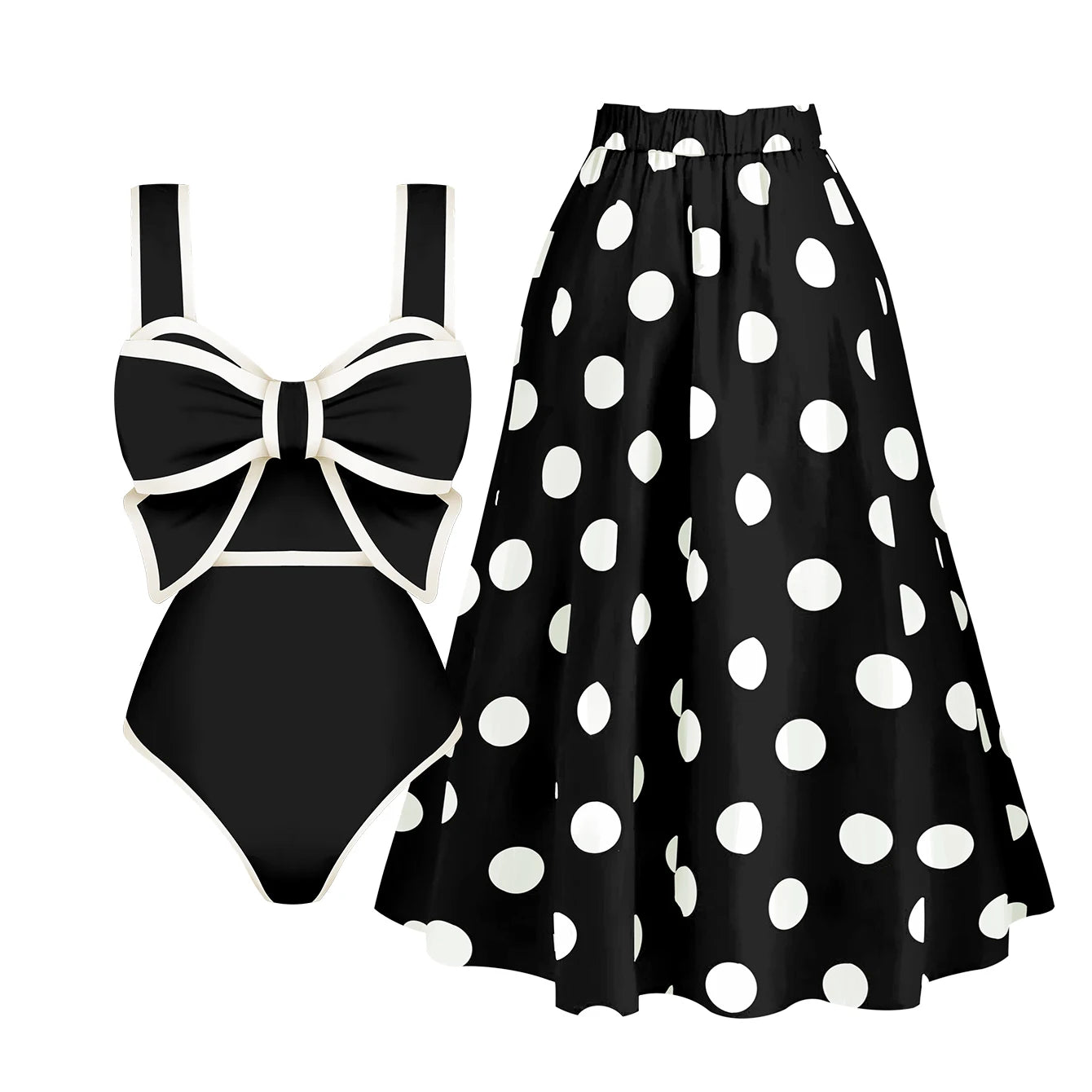 Ruffle Bikini Set Printed Women Swimwear Skirt - Norellé