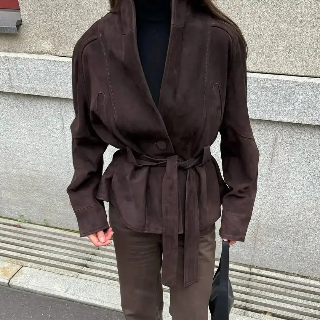 Brown Suede Leather Jackets Women
