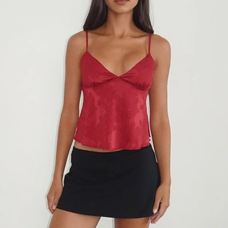 Women’s Crop Top Floral Satin Tank