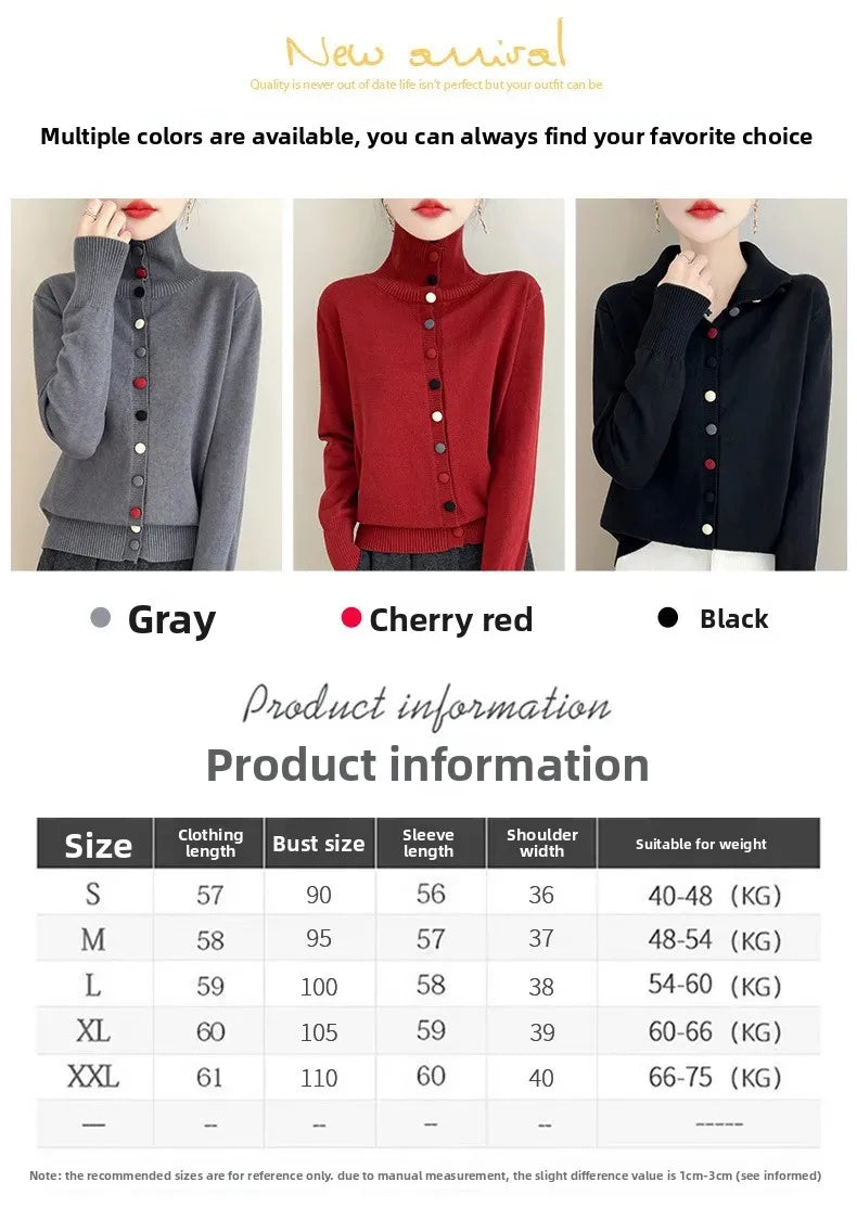 High Neck Knitted Sweater Cardigan Women’s