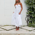 Women Summer Lace-up Halter Neck Casual Ruffle A-line Long Dress - Norellé