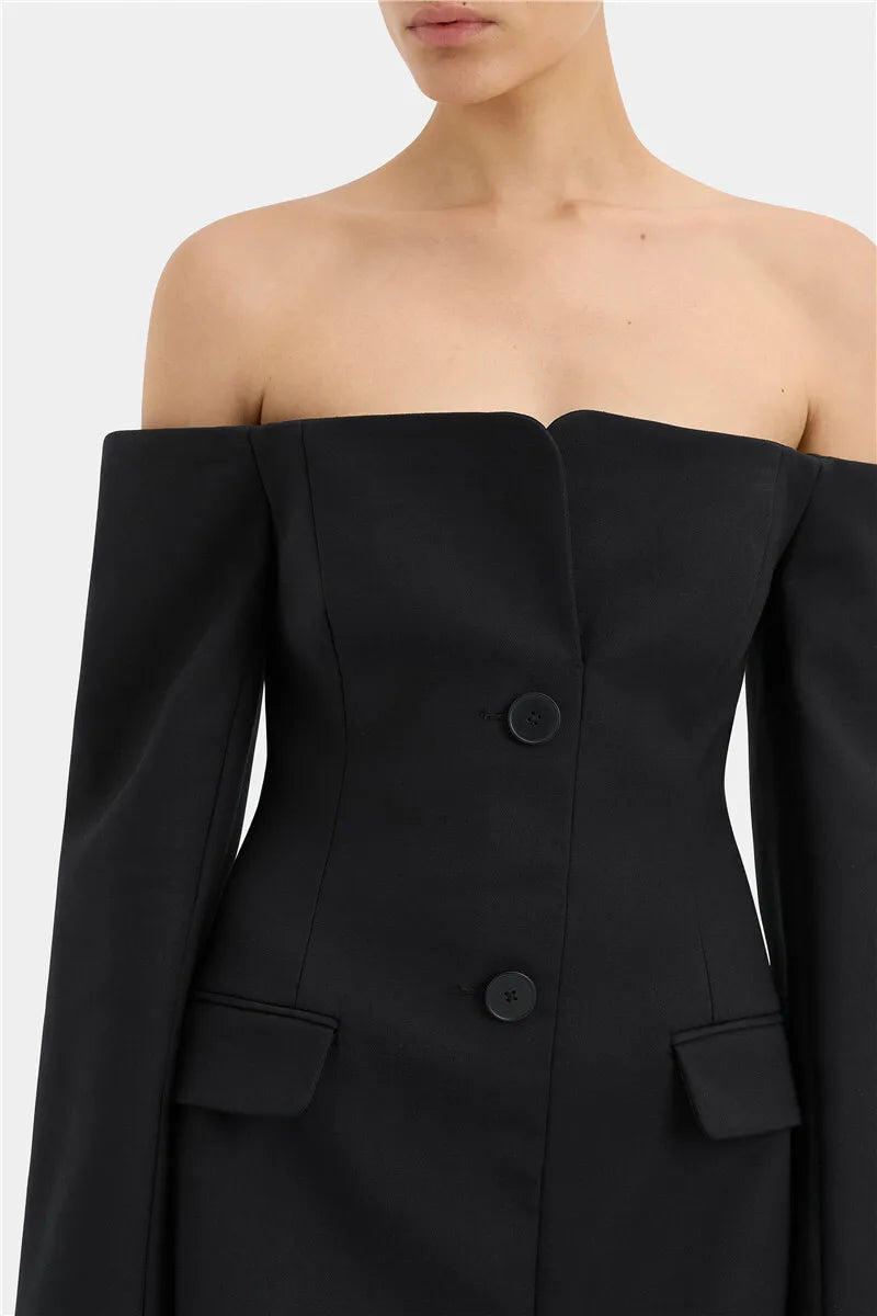 Off-shoulder Strapless Blazer Dress For Women