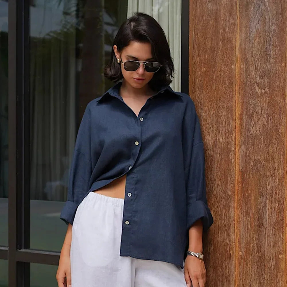 100% Cotton Versatile Lazy Casual Shirt Women's