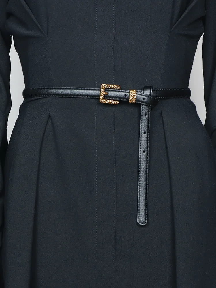 Retro Gold Women Belt Genuine Leather