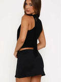 Solid Bow Knot Halter Women Sleeveless Tank