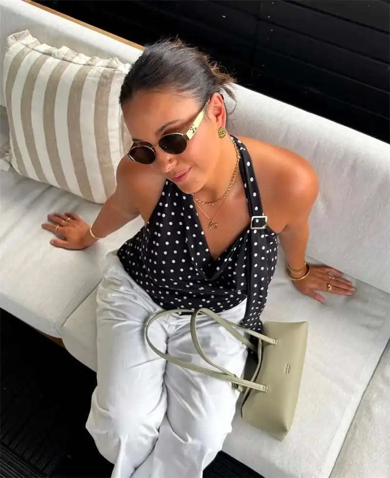 Halter Polka Dot Tank Top