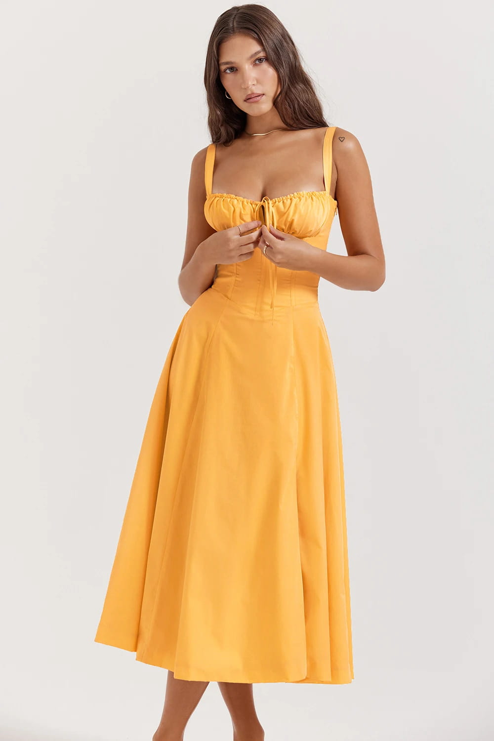 Summer Spaghetti Strap Midi Dress Elegant Long Lace Up