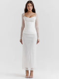 Elegant Sheer Long Sleeve Maxi Dress For Women - Norellé