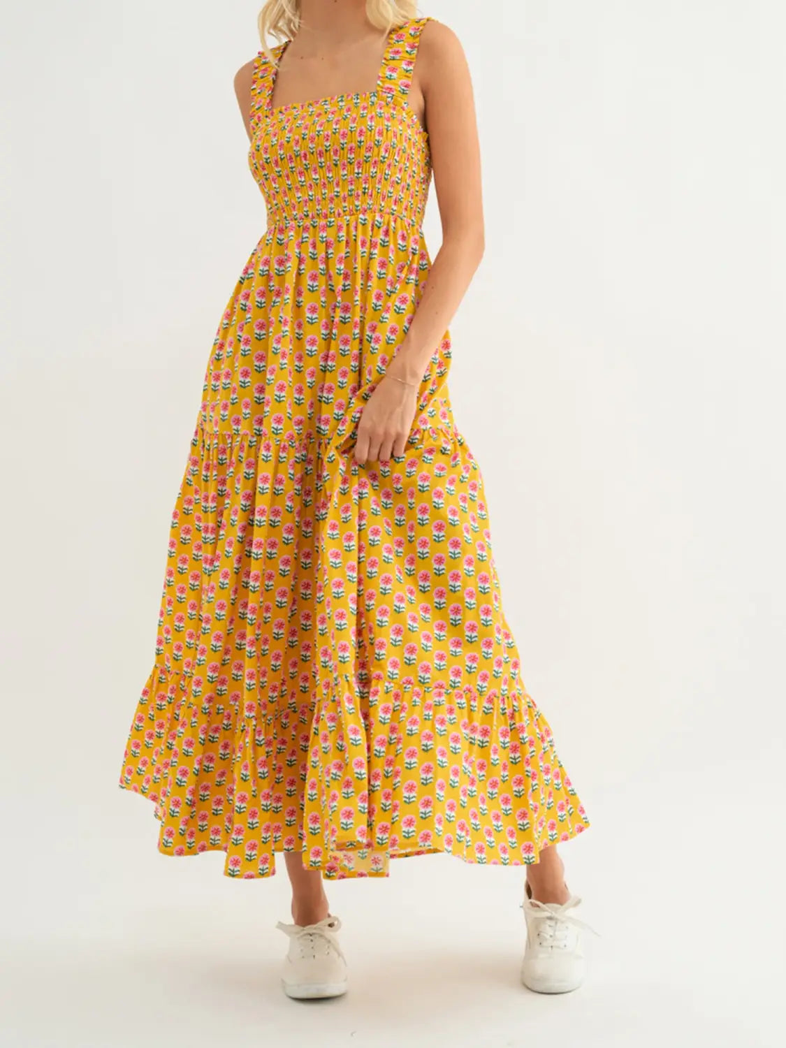 Women Bohemian Floral Print Sundress Backless