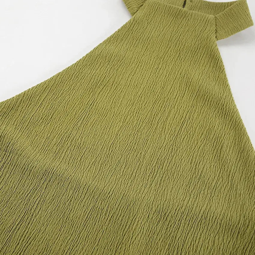 Hanging Green Pants Set Sleeveless Backless Two-piece