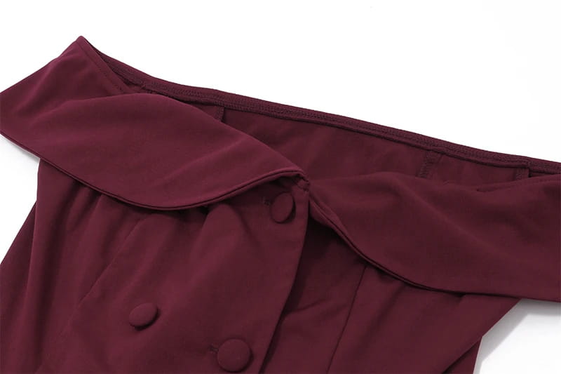 Off Shoulder Strapless Double Breasted 2 Piece Set