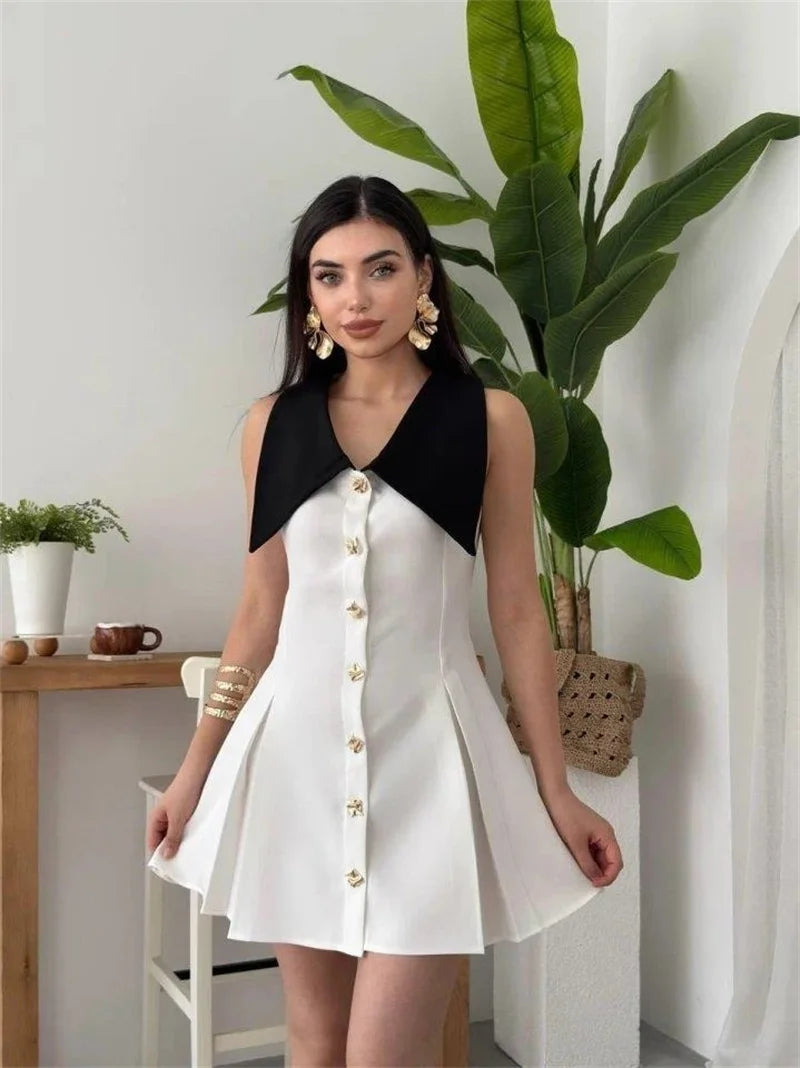 Sleeveless Contrast Mini Dress Women