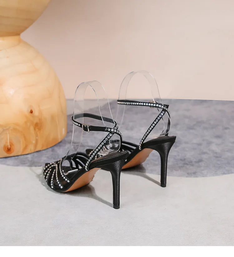 Women’s High-heeled Sandals with Rhinestones