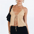 Summer Cami Top Bowknot Lace-Up Sleeveless Cropped Vest Elegant - Norellé