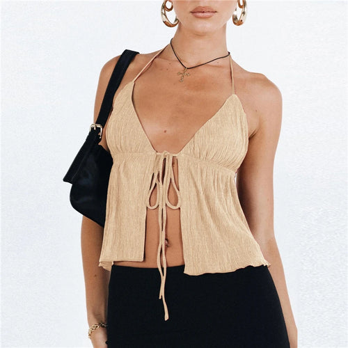 Summer Cami Top Bowknot Lace-Up Sleeveless Cropped Vest Elegant - Norellé