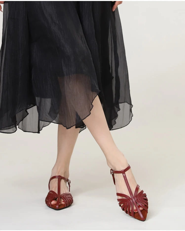 Knitted Low Heeled Roman Shoes For Women