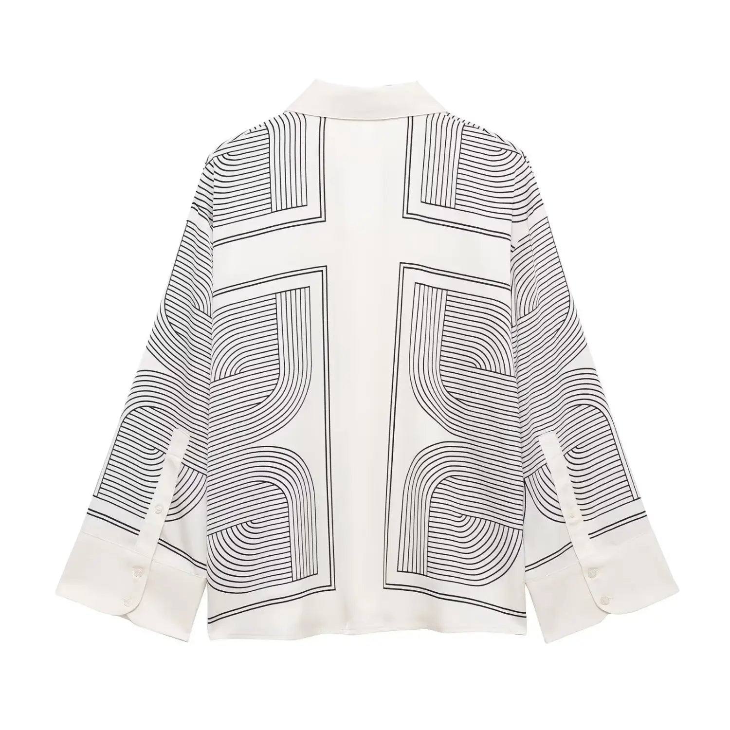 Women’s Loose And Versatile Printed Twill Fabric Shirt High Waisted Pants