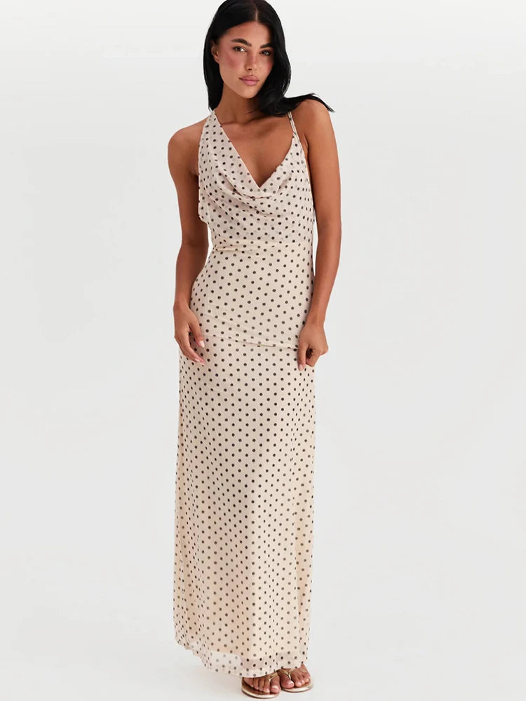 Printed Polka Dots Maxi Dress For Women