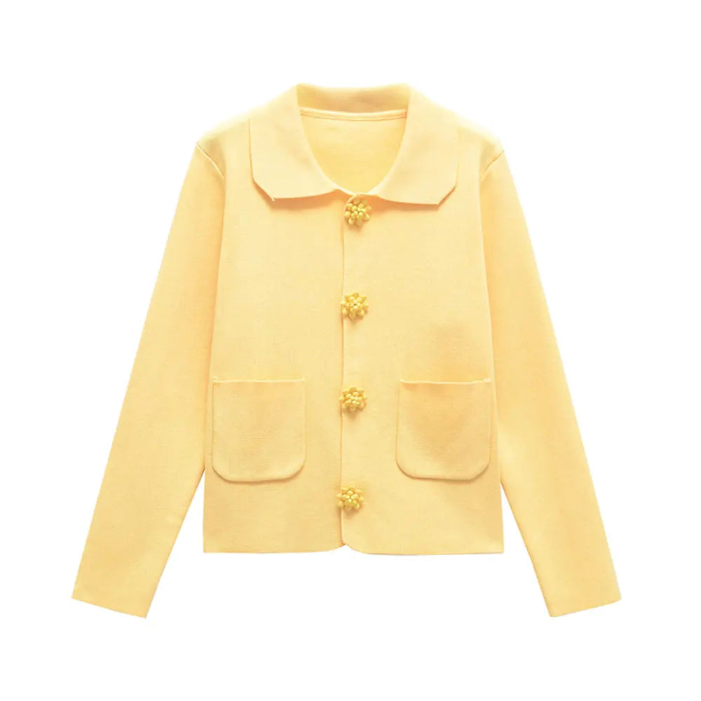 Women With Beaded Buttons Knit Cardigan