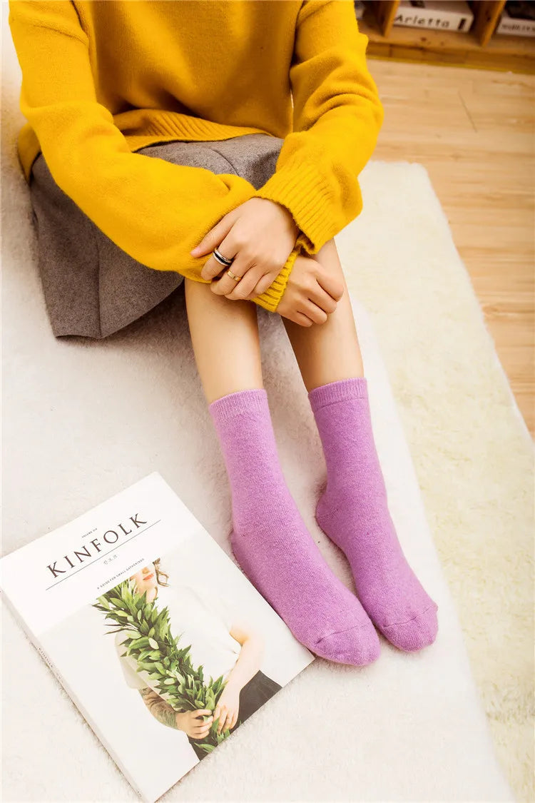 Pure Color Warm Winter Socks