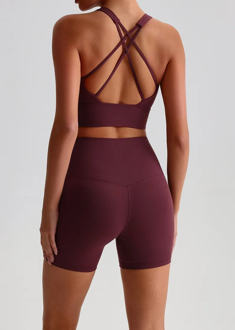 Women’s Seamless Yoga Set - Quick-Dry Naked Feel Backless Bra Booty-Lifting Shorts