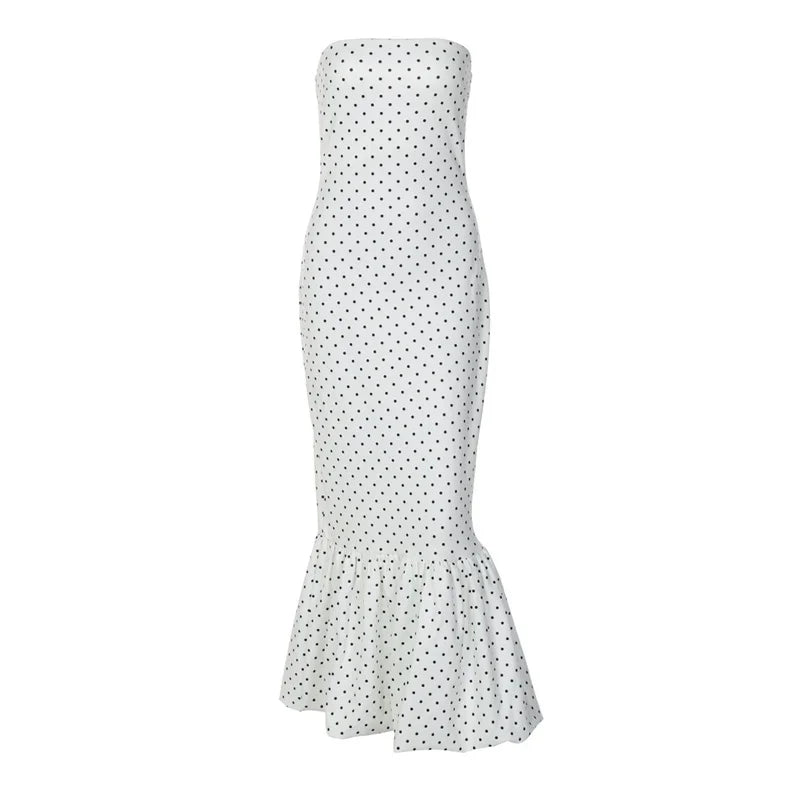 Polka Dot Off-shoulder Maxi Dress Women