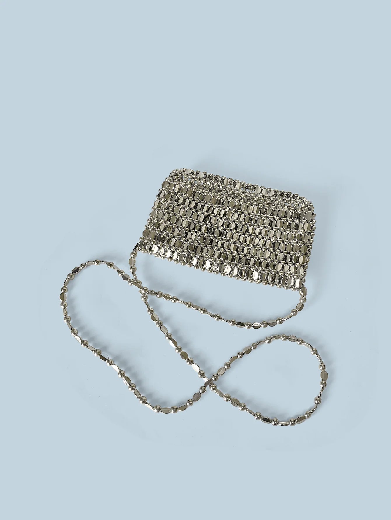 Summer Retro Silver Hollow Design Handmade Beaded Flip Phone Bag