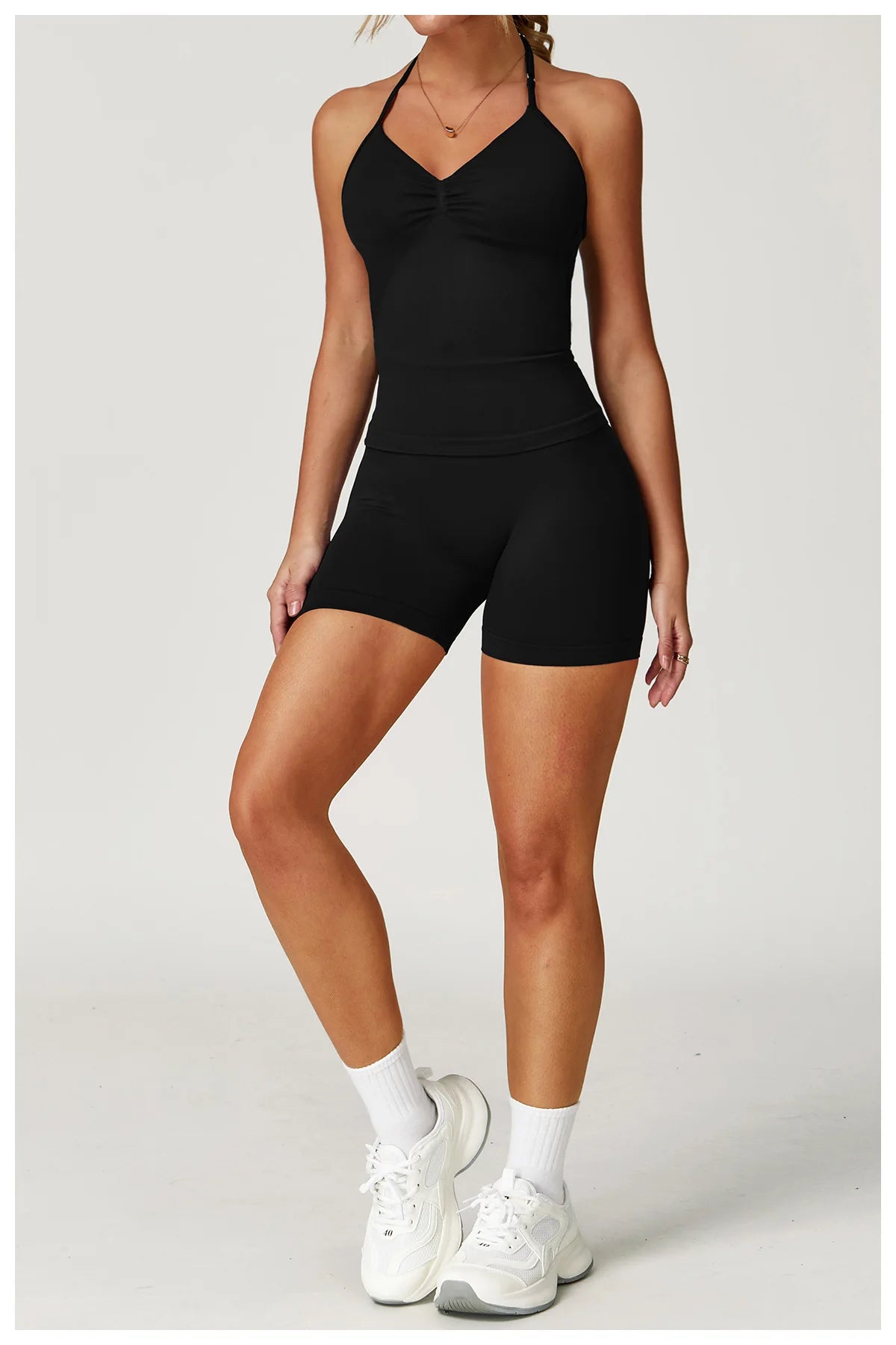 2PCSYoga Set Women Gym Tracksuit High Waist Leggings Fitness Shorts