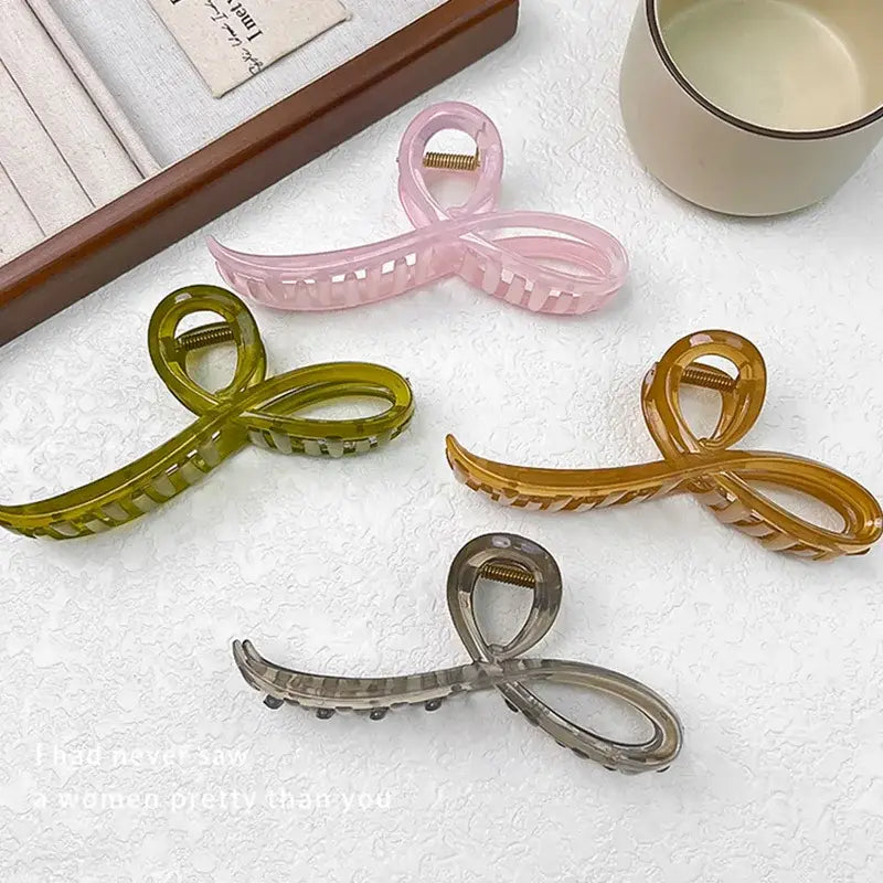 Elegant Jelly Color Bow Hair Claw