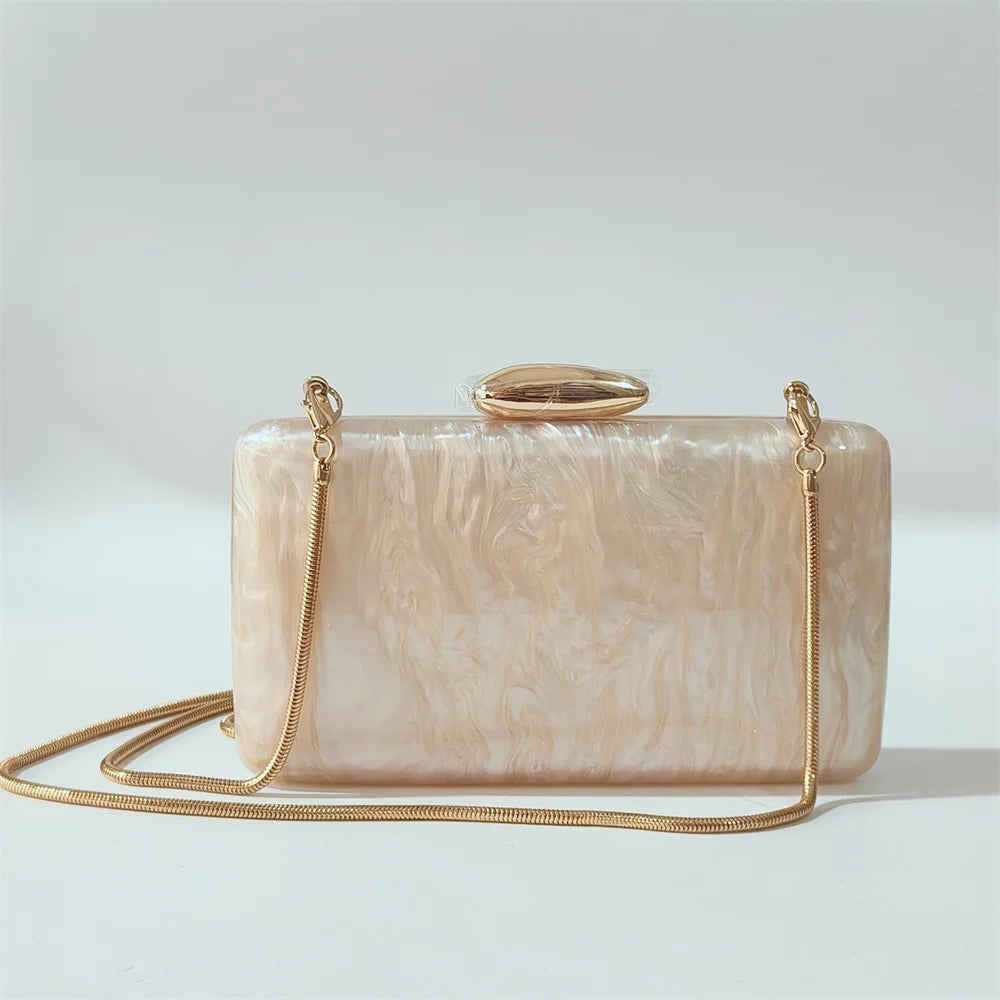 Marble Nude Handmade Textured Acrylic Evening Bag