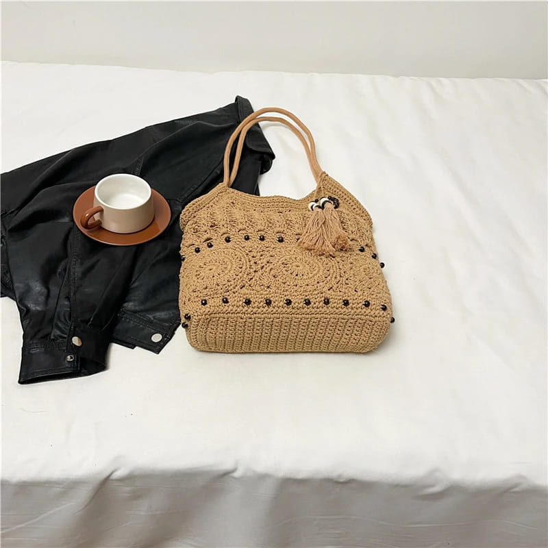 Weave Handbag Large Capacity Shoulder Bag Hollow out Tote