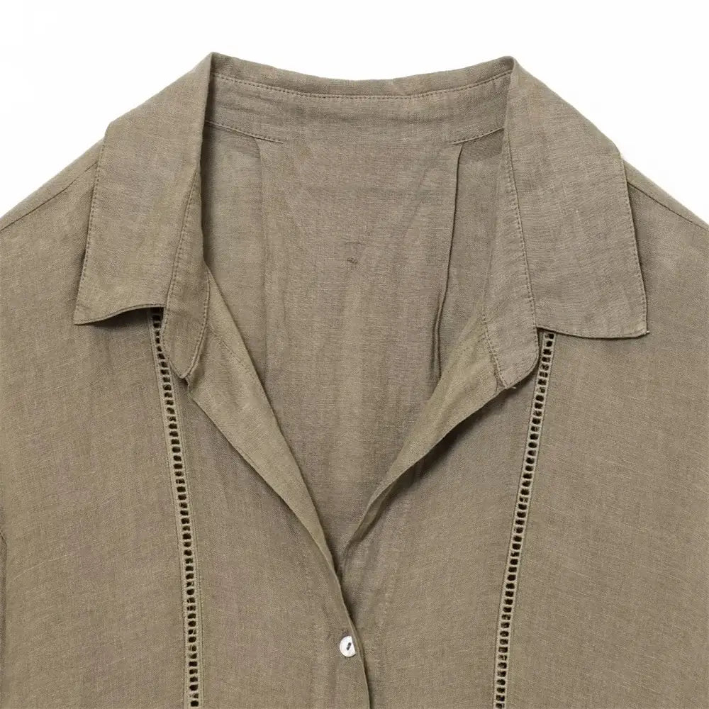 Women’s Long Sleeved V-neck Shirt Mid Waist Wide Leg Pants