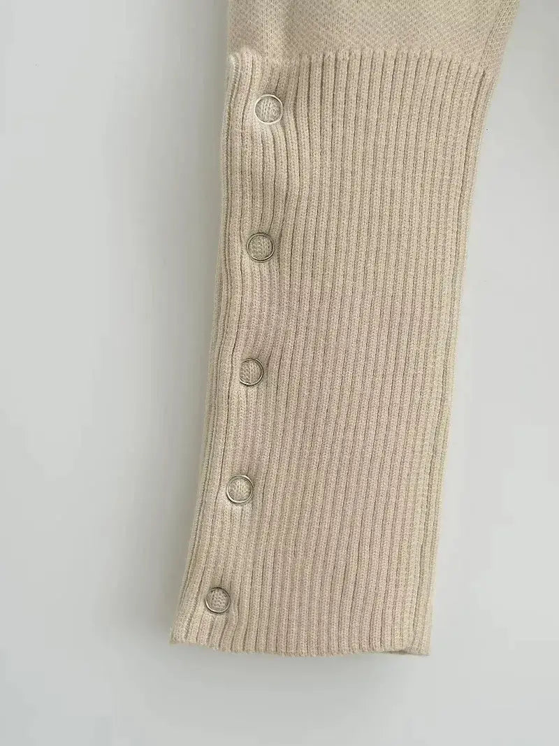 Women’s High Waist Round Neck Single Breasted Cardigan