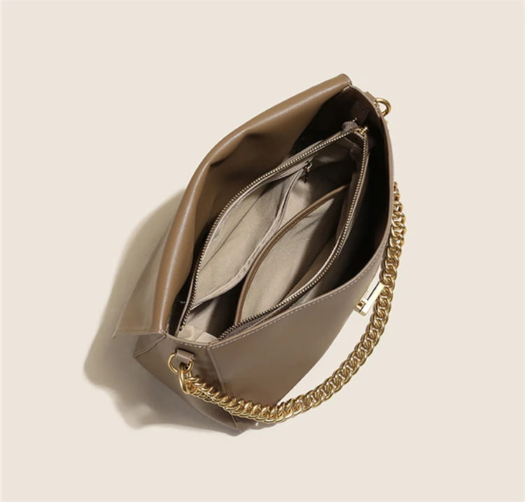 Retro Genuine Leather Large Chain Shoulder Bags For Women