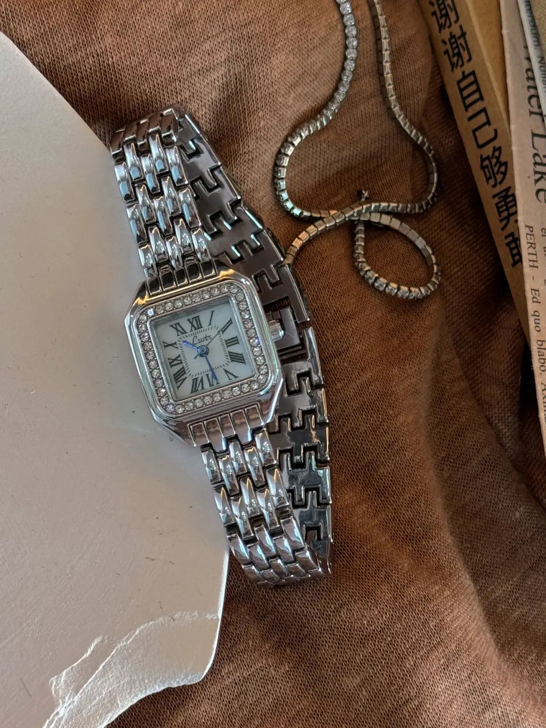 Gold-Tone Square Dial Women’s Waterproof Watch