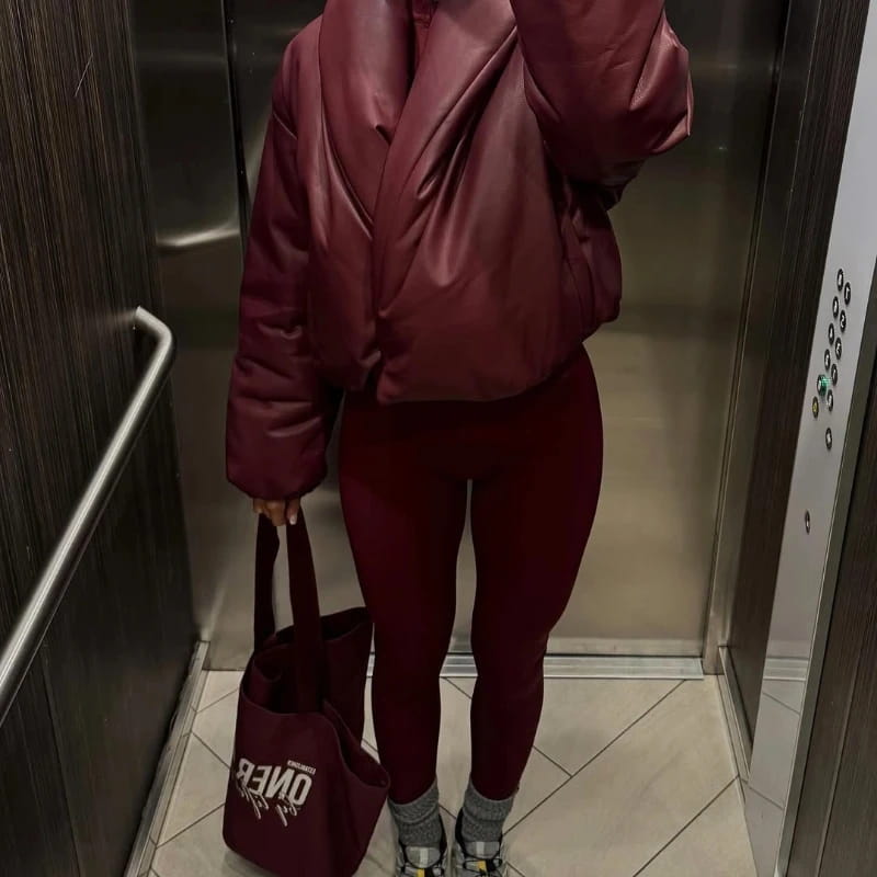 Women’s Solid Leather Cotton Jacket