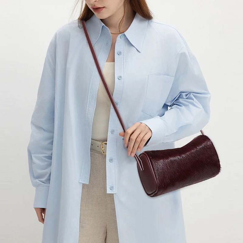 Genuine Leather Horsehair Underarm Bags For Women