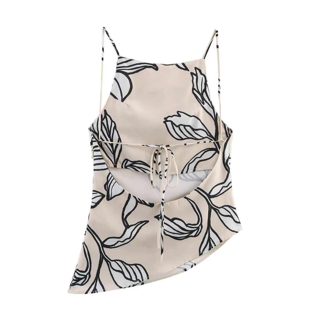 Women's Asymmetric Printed Camisole Top Backless